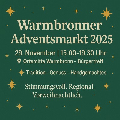Warmbronner Adventsmarkt lädt am 29. November zum stimmungsvollen Start in die Adventszeit ein